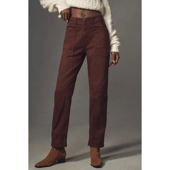 Pilcro Anthropologie The Wanderer Mid Rise Relaxed High Waisted Pant Brown 25 - Picture 1 of 15